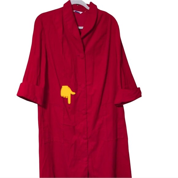 Vintage Charmode Sears Roebuck red corduroy kaftan jumper housedress robe FLAW - Picture 7 of 10